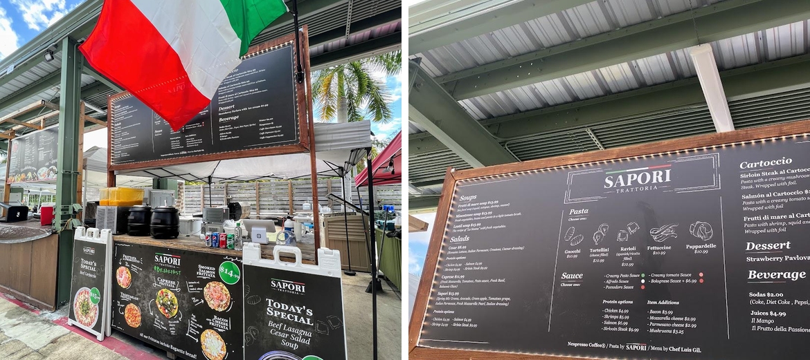 Sapori Trattoria Menu